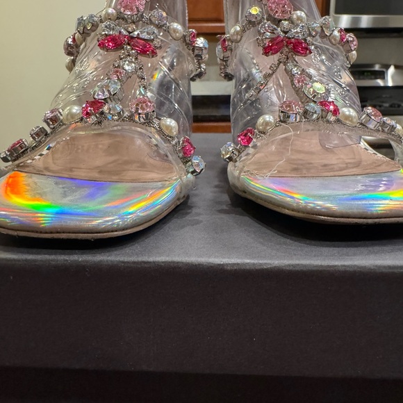 Betsey Johnson Red and White Heart Heels - Picture 2 of 4